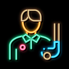 Poster - Man Golf Player neon light sign vector. Glowing bright icon Man Golf Player sign. transparent symbol illustration