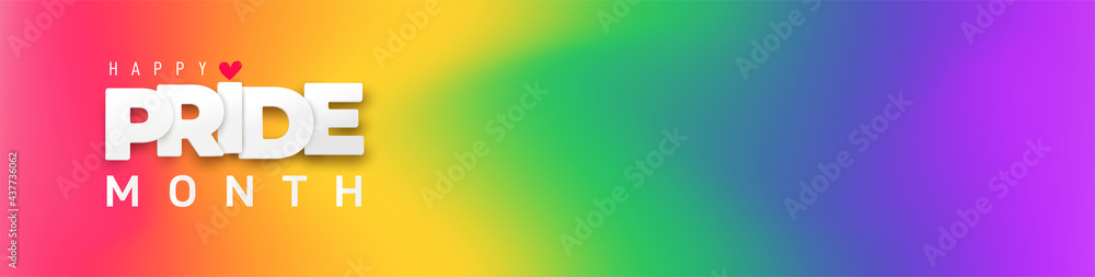 Pride Gradient background with LGBTQ Pride 2021. Gay parade annual summer event. Pride symbol with heart, LGBT, sexual minorities, gays and lesbians. Template designer sign, icon, event banner design. - obrazy, fototapety, plakaty 