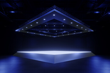 Exhibition standing for mockup and Corporate identity. Retail booth design elements in Exhibition hall .3d render.