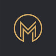 M letter Gold liner logo design