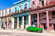 Old car and coloured houses in Old Havana