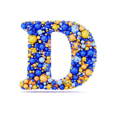 Wall Mural - D letter with colored shiny balls