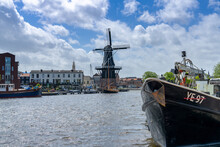 View Of The Dee Adrian Windmill And Binnen Spaarne River In Haarlem