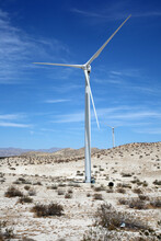 Windmills In The Deserts Of Palm Springs California. Power Generating Windmills (wind Turbines) Near Palm Springs California, USA. Windmills Create Free Green Energy With Use Of The Wind.