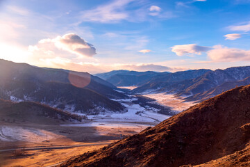  Amazing colorful sunset in the Altai Mountains, Russia
