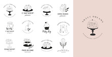 Simple And Elegant Homemade Bakery Logo Collection. Hand Drawn Modern Style Logos, Pastry And Bread Shop Vector And Label Design