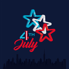 Sticker - 4 of july cityscape