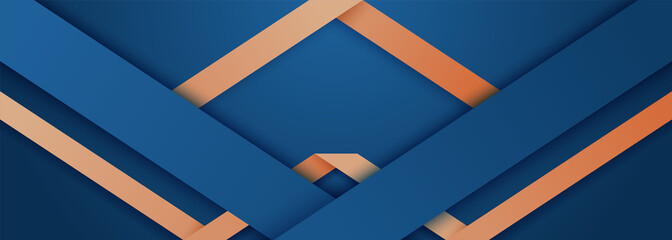 Abstract geometric dynamic blue shapes composition background with bright orange lines futuristic graphic vector texture modern hipster poster banner design