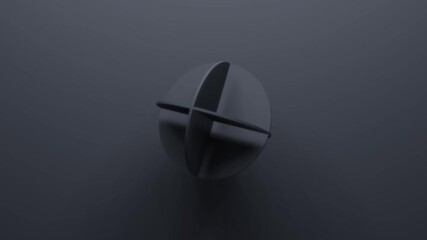 Wall Mural - 3d rendering black geometric shape rotates in random direction. abstract simple seamless loop animat