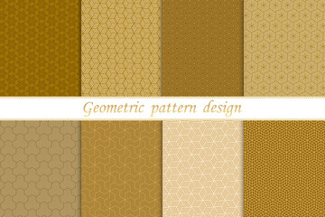  Set of gold geometric seamless pattern design modern. Luxury  background with golden line for,decorative,carpet,wallpaper,clothing,wrapping,batik