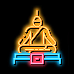 Canvas Print - Buddha Thai Religion Statue neon light sign vector. Glowing bright icon Buddha Religious Sculpture, Spirituality Monument sign. transparent symbol illustration