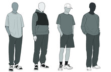Figures Of Streetwear Men Fashion Design Vector