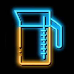 Sticker - Measuring Cup neon light sign vector. Glowing bright icon Measuring Cup sign. transparent symbol illustration