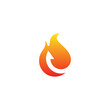© كافي - Vector fire and arrow up logo combination. Flame and growth symbol or icon. Unique torch and upload logotype design template.