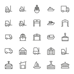 Canvas Print - Vector line icons collection of shipping.