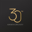 30th anniversary celebration logotype with elegant number shiny gold