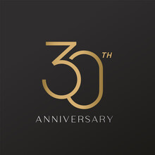 30th Anniversary Celebration Logotype With Elegant Number Shiny Gold