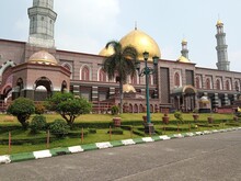 The Golden Dome Mosque Of Depok, Indonesia Is Seen From The North Side