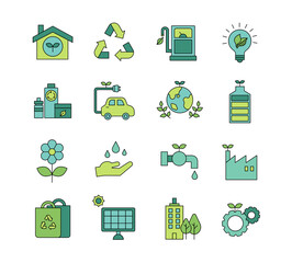 green energy symbol icon. Simple outline style design set.