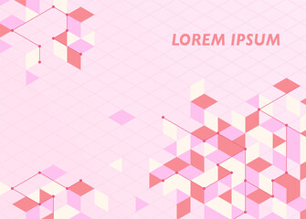 Wall Mural - a rhombus continues on top of the geometric guideline, forming a three-dimensional cube shape and ex