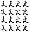 © titosart - Woman exercise in different poses. Black stick figures exercising. Vector print illustration