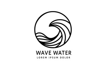 Canvas Print - modern monoline style ocean waves logo design isolated