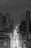Fototapeta Miasta - Night scenery of busy street in downtown district of Hong Kong city