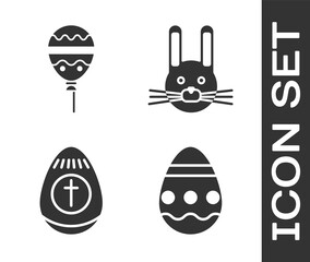 Poster - Set Easter egg, Balloons with ribbon, Easter egg and Easter rabbit icon. Vector