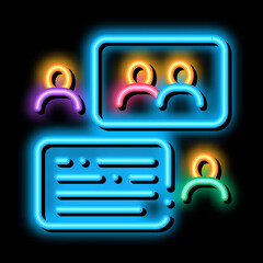 Poster - People Discussing neon light sign vector. Glowing bright icon People Discussing sign. transparent symbol illustration