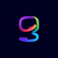 Sticker - Number nine logo made of multicolor gradient neon line.