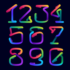 Canvas Print - Numbers set logo made of multicolor gradient neon line.