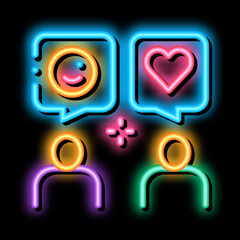 Sticker - Human Lovely Talk neon light sign vector. Glowing bright icon Human Lovely Talk sign. transparent symbol illustration