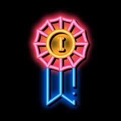 Poster - Winner Award neon light sign vector. Glowing bright icon Winner Award sign. transparent symbol illustration