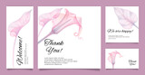 Luxury minimalistic design of modern invitation frame. Invitation design for wedding invitations. VIP invitation card with transparent calla lily flowers. Elegant invitation cards. X-ray flowers 