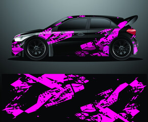 Wall Mural - Rally car decal graphic wrap vector, abstract background