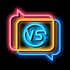 Wall Mural - Vs Quote Frame neon light sign vector. Glowing bright icon Vs Quote Frame sign. transparent symbol illustration