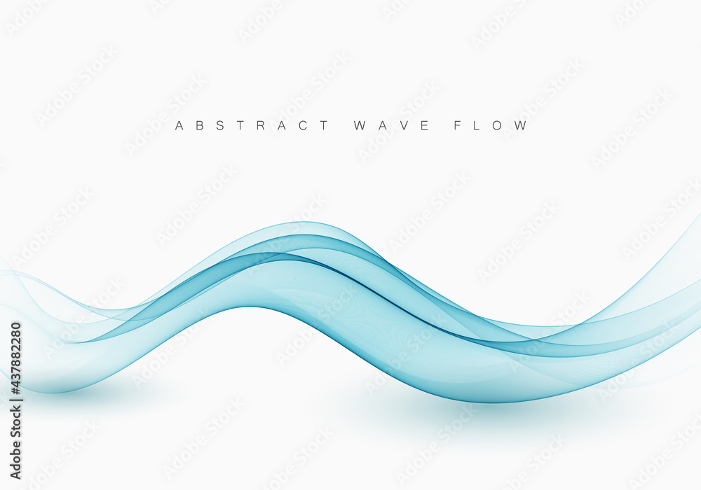 Abstract blue wave vector background Blue wave flow background - obrazy, fototapety, plakaty 