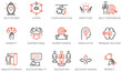 Vector Set of Linear Icons Related to Leadership Traits, Qualities for Success. Development and Teamwork. Mono Line Pictograms and Infographics Design Elements - part 5