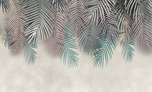 Palm Leaves, Palm Branches, Abstract Drawing, Tropical Leaves.