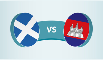 Scotland versus Cambodia, team sports competition concept.