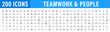 © iiierlok_xolms - Set of 200 Teamwork web icons in line style. Team Work, people, support, business. Vector illustration.