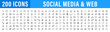 © iiierlok_xolms - Set of 200 Media and Web icons in line style. Data analytics, Digital marketing, Management, Message, Phone. Vector illustration.