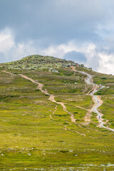 Canvas Print - Winding footpaths to mountain peak