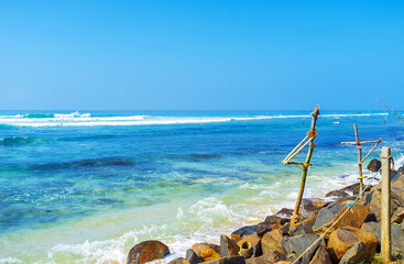 Poster - The stilt fishing on Indian Ocean coast, Sri Lanka