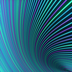 Wall Mural - Wavy digital illustration of twisted multicolored lines. Trendy template with curving geometric shapes. 3d rendering