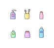 © prostoira777 - Bathroom accessories vector icon set Personal hygiene supplies Flat line outline trendy color design Sanitary care signs
