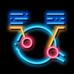 Wall Mural - Detailed Analysis of Eyeball neon light sign vector. Glowing bright icon Detailed Analysis of Eyeball Sign. transparent symbol illustration