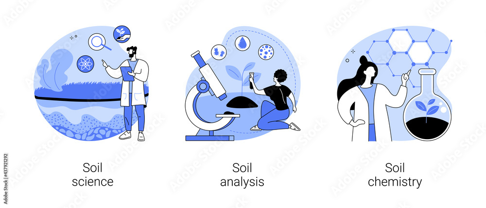 Soil properties abstract concept vector illustrations. - obrazy, fototapety, plakaty 
