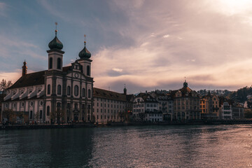 Wall Mural - City center of Lucerne sunset, Switzerland