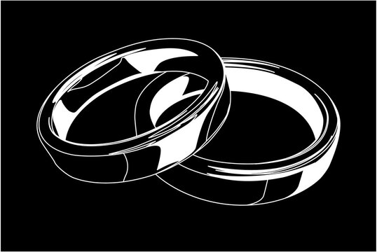 wedding rings white on black background